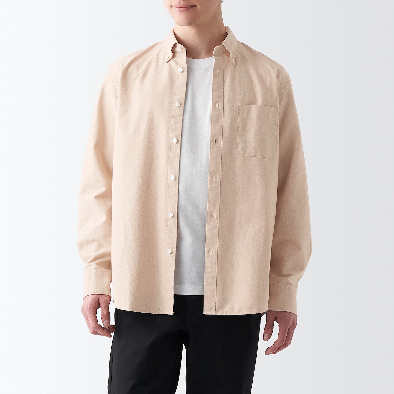 Men's Washed Oxford Button Down Shirt | MUJI