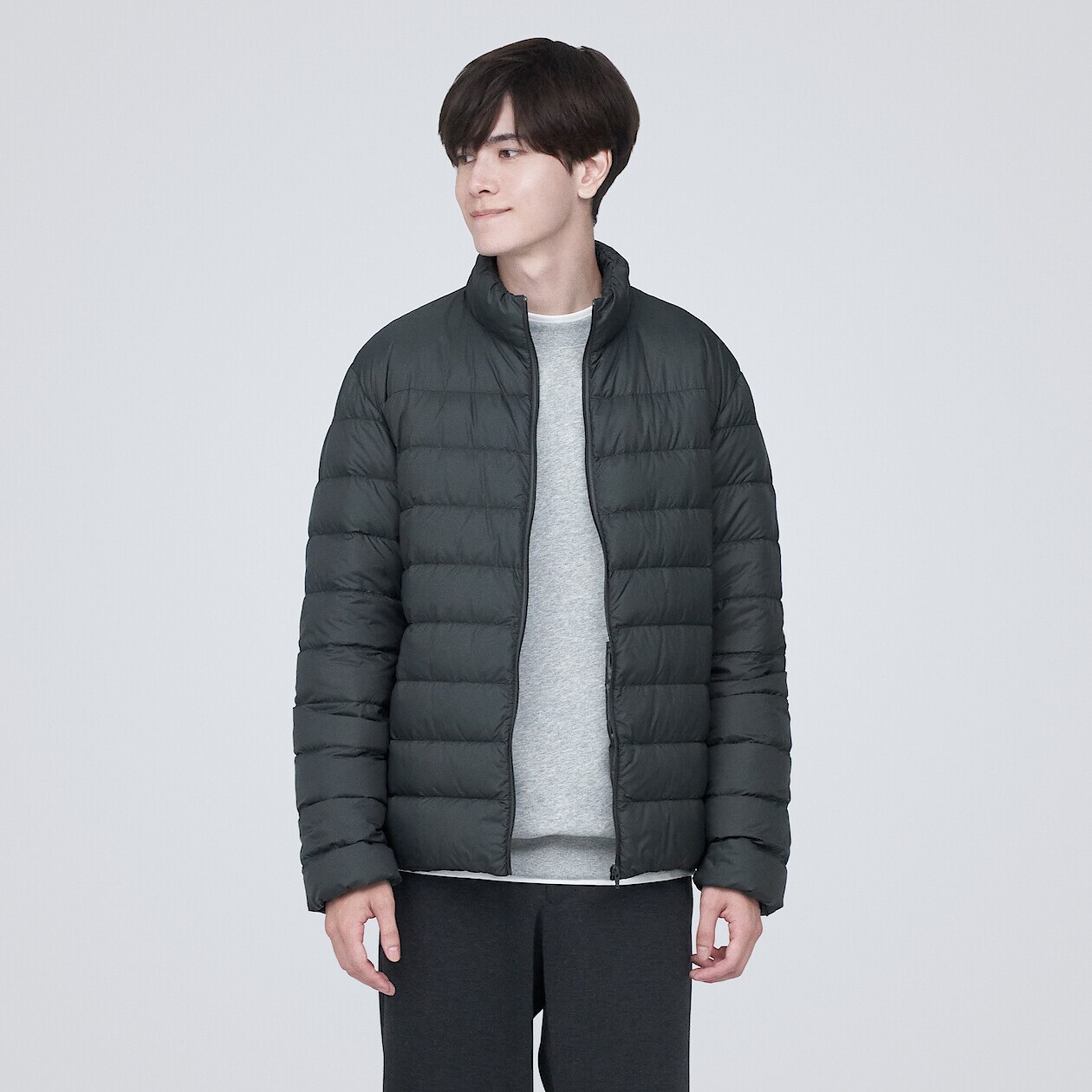 MUJI Polyester Down Jacket For Men (Grey, L)