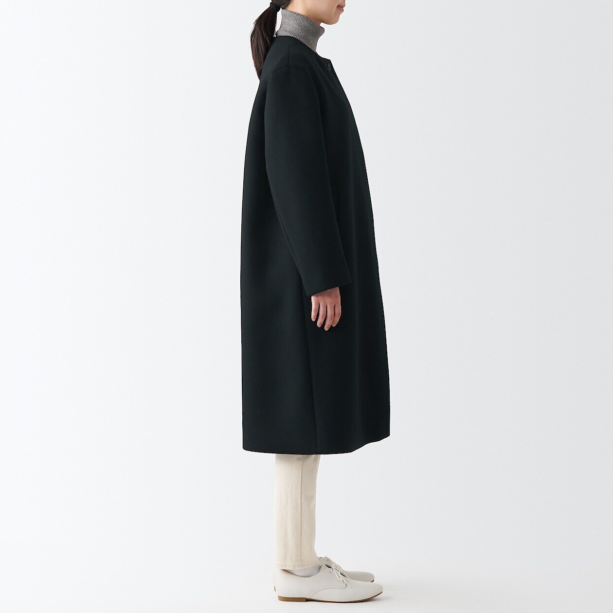 muji collarless coat