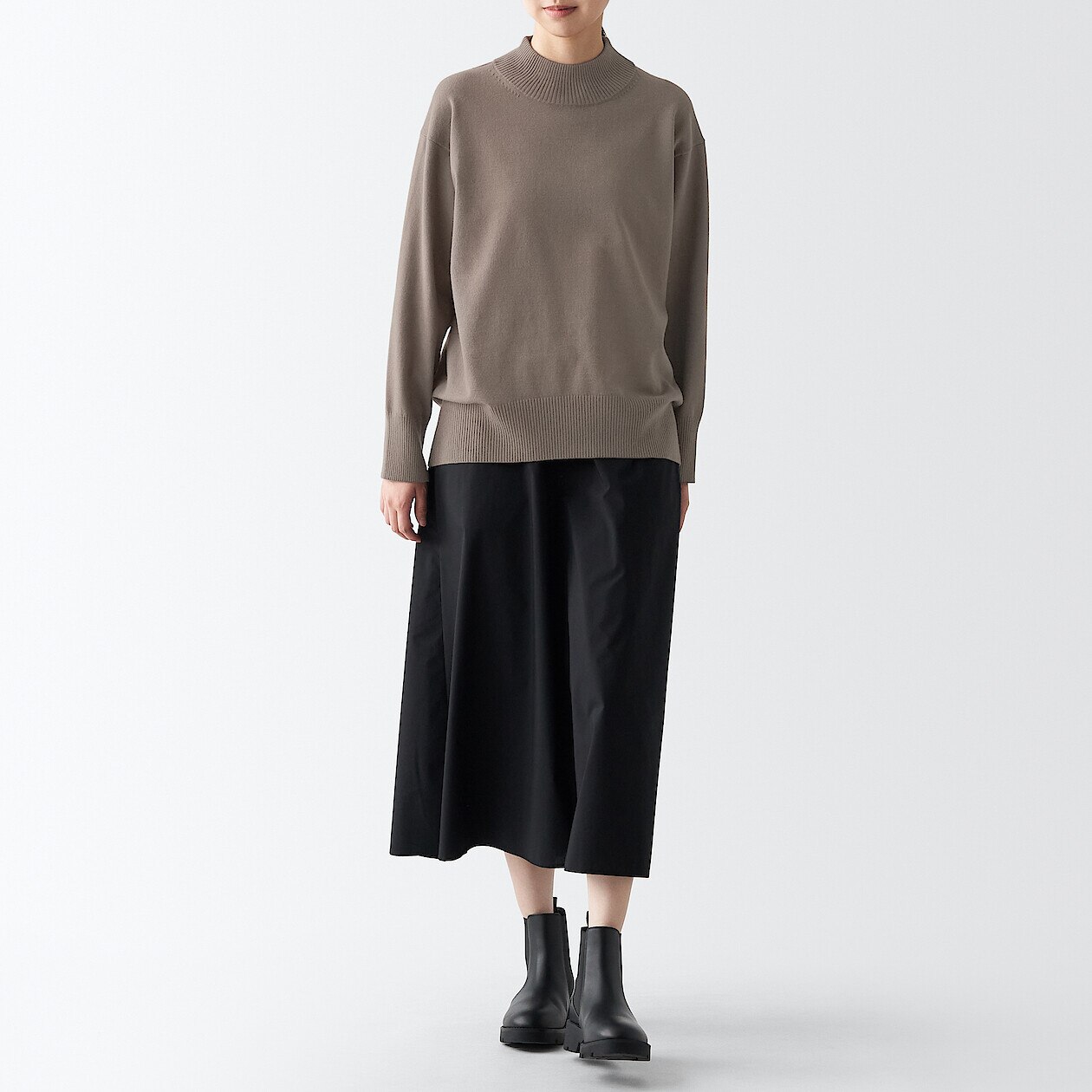 Milano Rib High Neck Jumper | MUJI